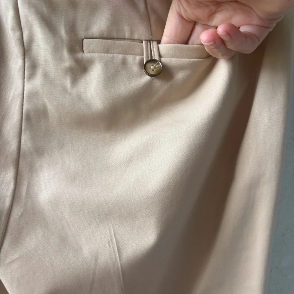 Rafaella Tan Petite Size 10 Pants Ankle Front Zip & Button Career Office Stretch